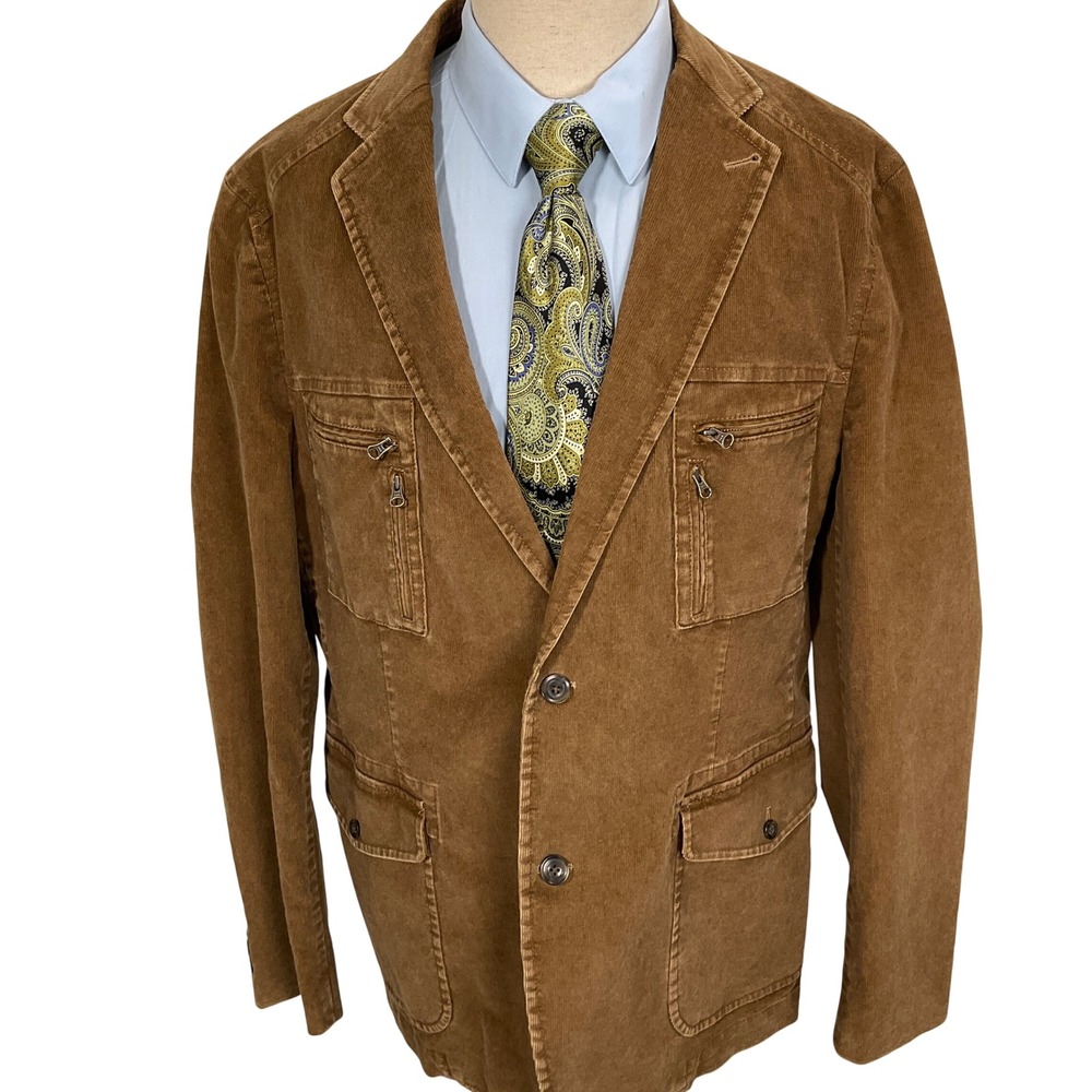 KROON Blazer Mens 44L Brown Corduroy Military Casual Outdoor Blokecore  Jacket‎